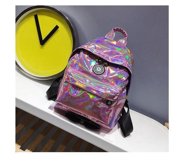 Cute Ladies Leather Hologram Backpacks