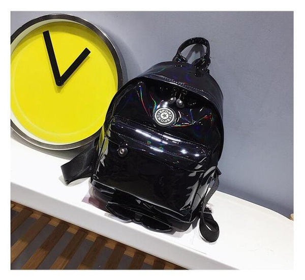 Cute Ladies Leather Hologram Backpacks