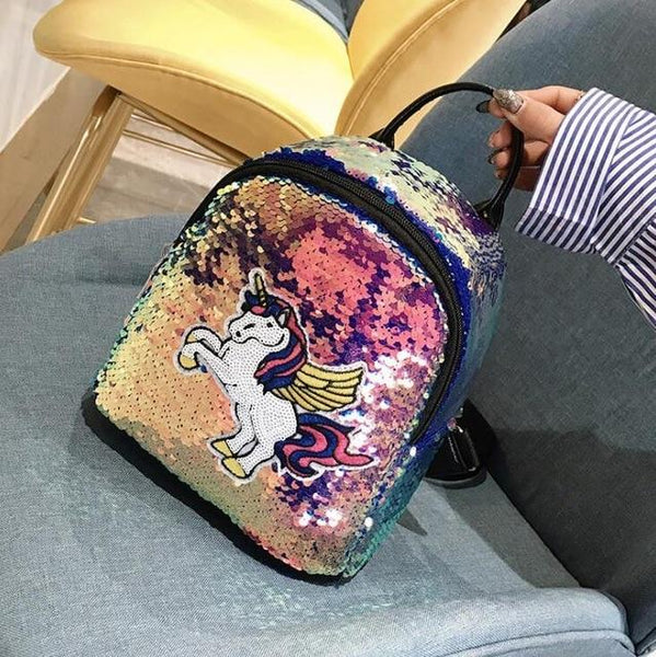 Cute Ladies Leather Hologram Backpacks