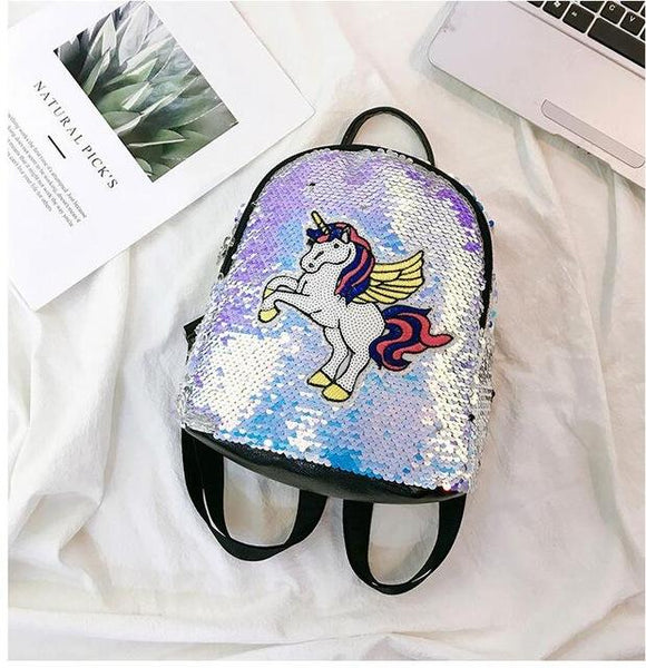 Cute Ladies Leather Hologram Backpacks