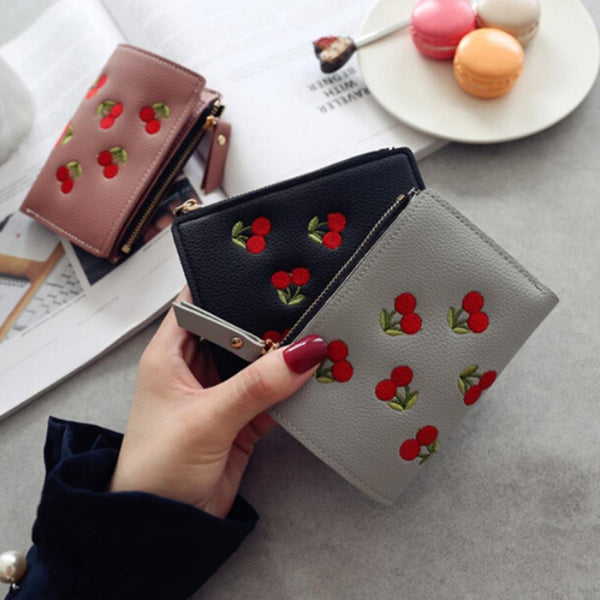 Small PU Leather Cherry Wallet