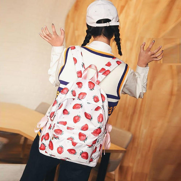 Girl Fruit Strawberry Rucksack Backpack