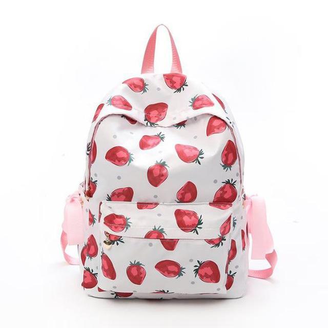 Girl Fruit Strawberry Rucksack Backpack