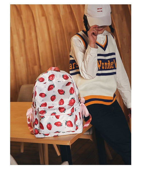 Girl Fruit Strawberry Rucksack Backpack