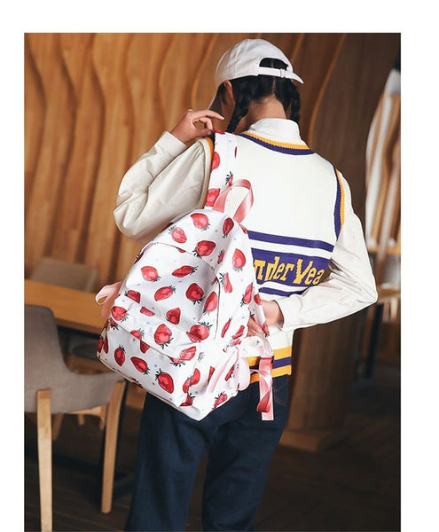 Girl Fruit Strawberry Rucksack Backpack
