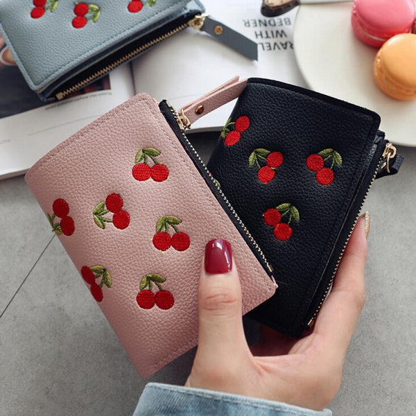 Small PU Leather Cherry Wallet