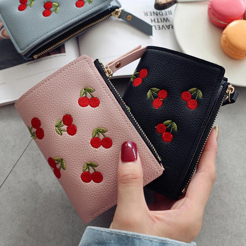 Small PU Leather Cherry Wallet