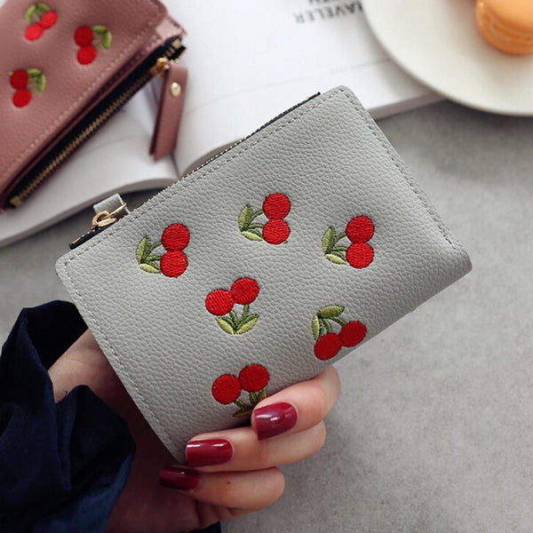 Small PU Leather Cherry Wallet