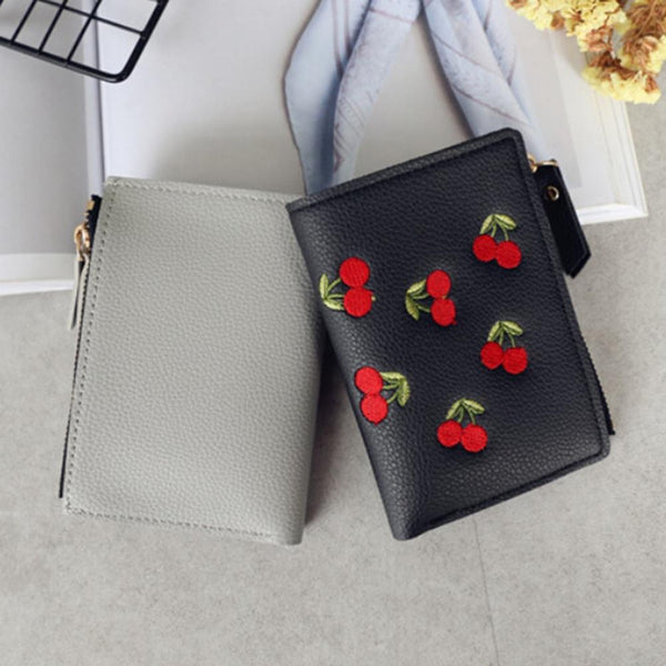 Small PU Leather Cherry Wallet