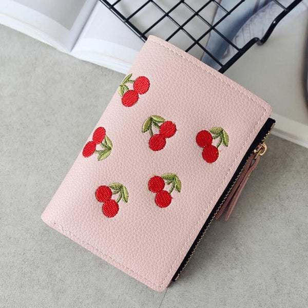 Small PU Leather Cherry Wallet
