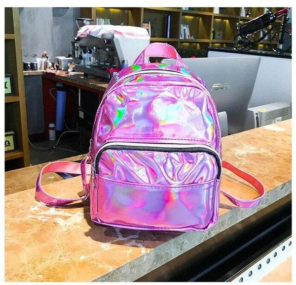 Cute Ladies Leather Hologram Backpacks